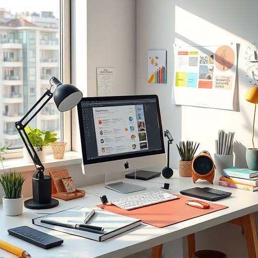 Outils de design graphique sur un bureau